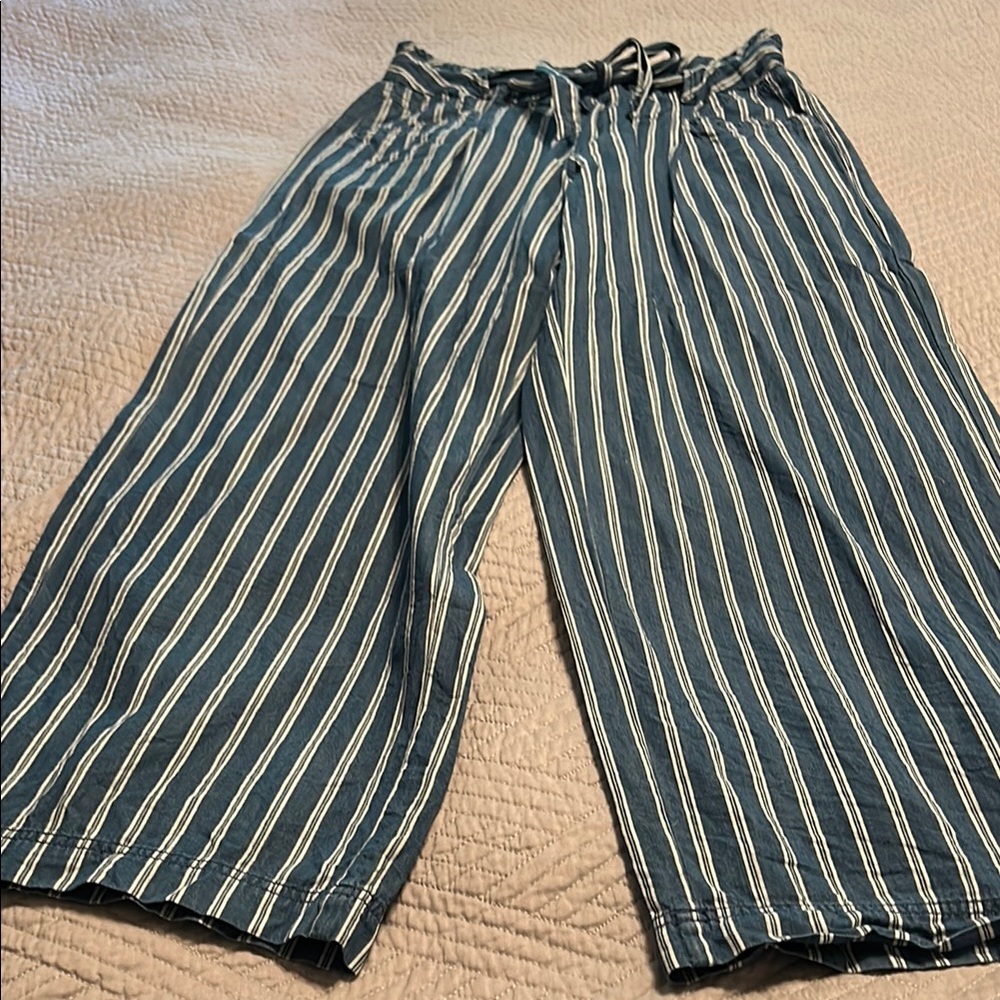 American Age Blue Striped Denim Pants